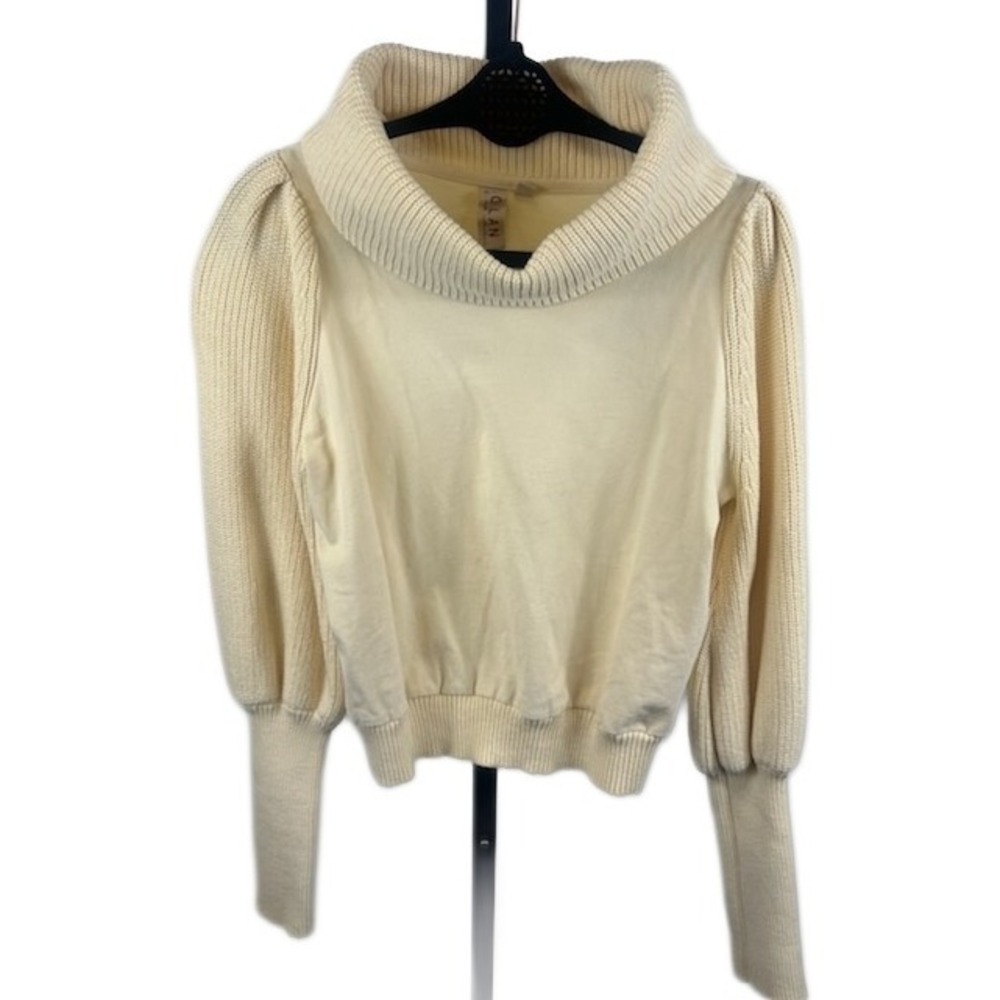 DOLAN Left Coast Anthropologie Puff Long Sleeve Cowl Neck Top Cream Size Small‎
